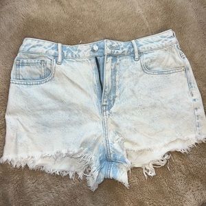 PacSun High Rise Festival Light Bleached Wash Denim Jean Shorts